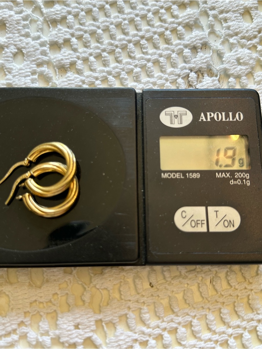 Chunky Solid 18k Gold Hoop Drop Earrings 1.9gm- Women's Jewelry - Picture 2 of 4
